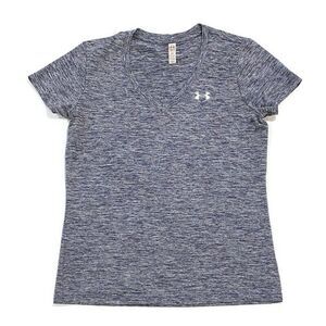 Under Armour V Neck Short Sleeve Tee Activewear Top Blue Gray Women’s S